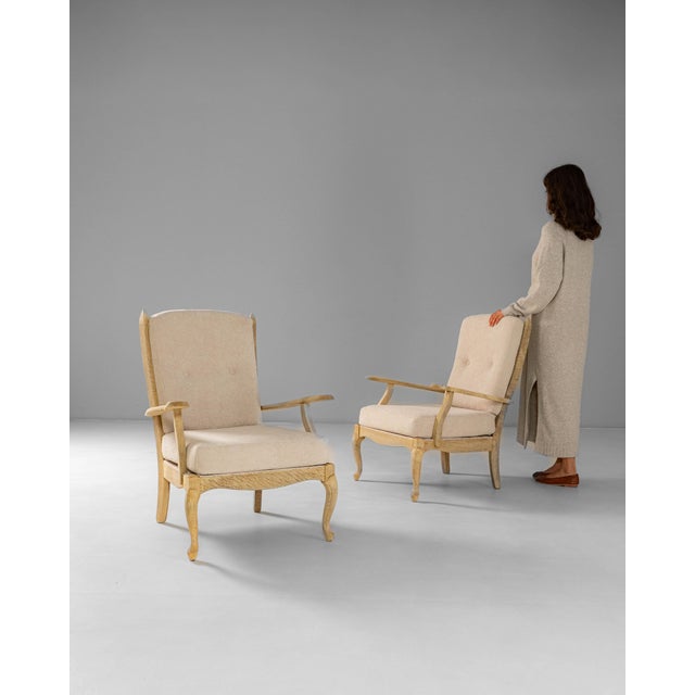 1960s French Louis XV Style Oak Armchairs With Upholstered Cushions - A Pair For Sale - Image 17 of 18