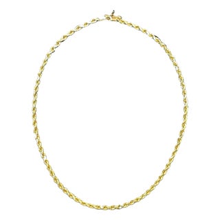 14k Yellow Gold Rope Chain Necklace For Sale