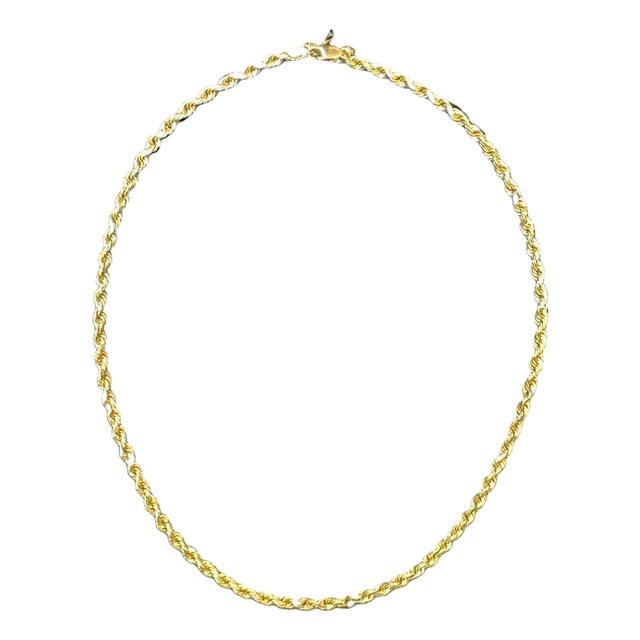 14k Yellow Gold Rope Chain Necklace For Sale