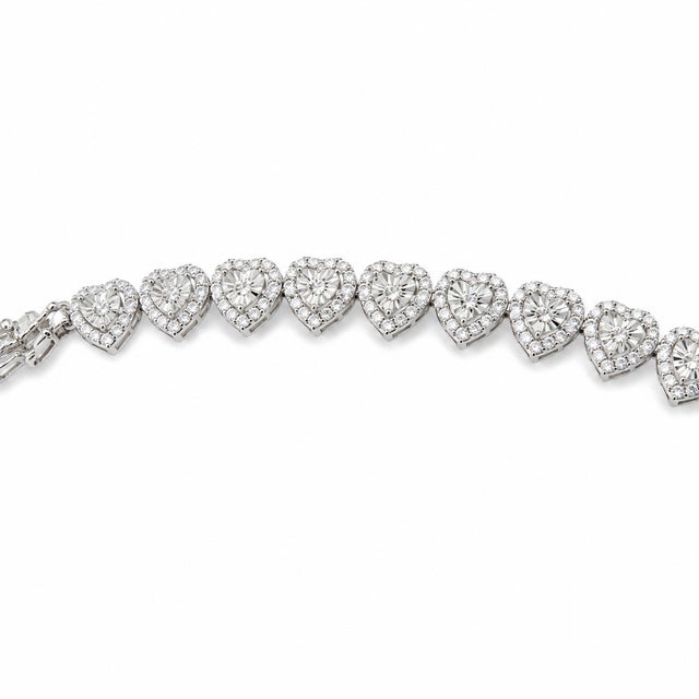 10k White Gold 6 Ct Natural Diamond Heart Necklace, 20 In For Sale In Atlanta - Image 6 of 9