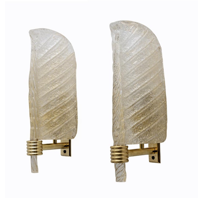 Mid-Century Modern Graniglia Murano Glass Leaf Sconces from Barovier & Toso, 2000, Set of 2 For Sale - Image 11 of 11