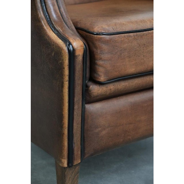 Sheepskin Wing Chair in Leather For Sale - Image 10 of 14