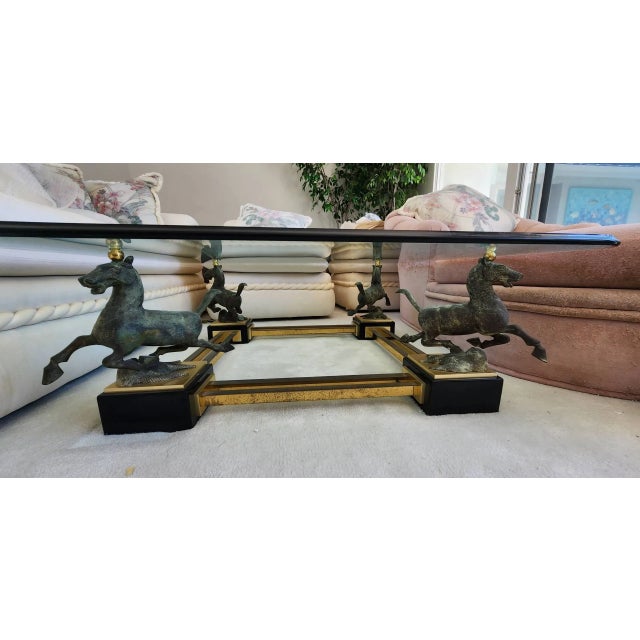 Vintage Maison Charles Flying Horse of Gansu Glass Top Cocktail Table For Sale - Image 10 of 11