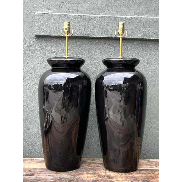Vintage Postmodern Ceramic Lamps - A Pair For Sale - Image 11 of 12