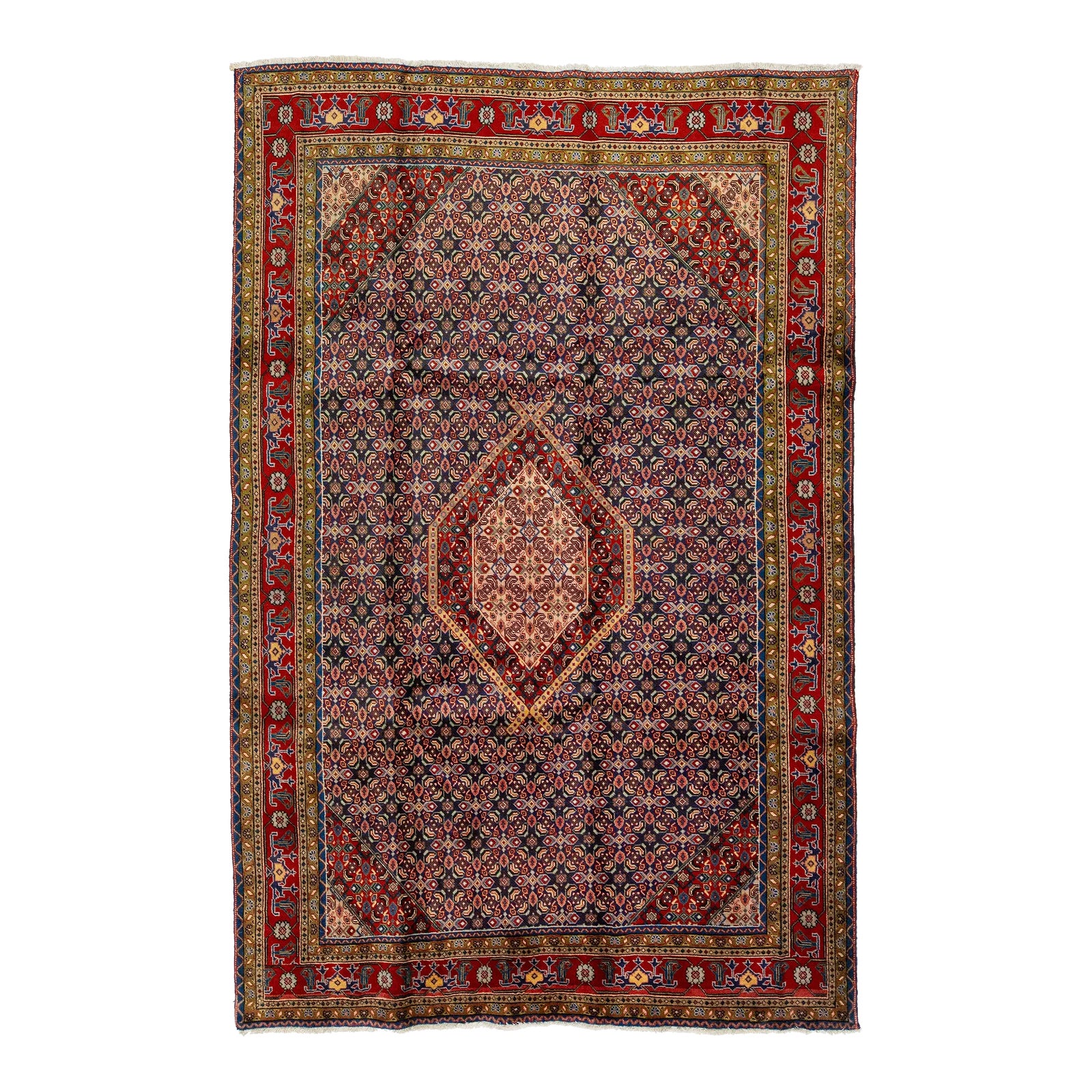 1930s Blue Vintage Tabriz Wool Rug Handmade With Allover Pattern | Chairish