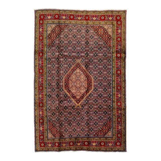 1930s Blue Vintage Tabriz Wool Rug Handmade With Allover Pattern For Sale