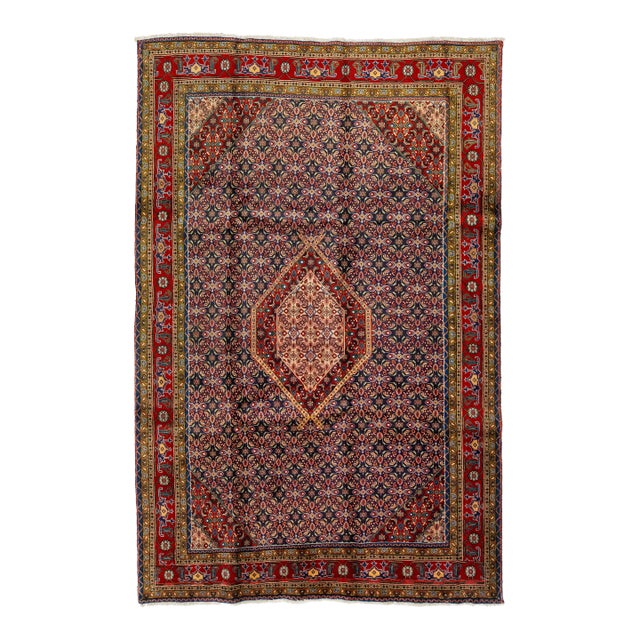 1930s Blue Vintage Tabriz Wool Rug Handmade With Allover Pattern For Sale