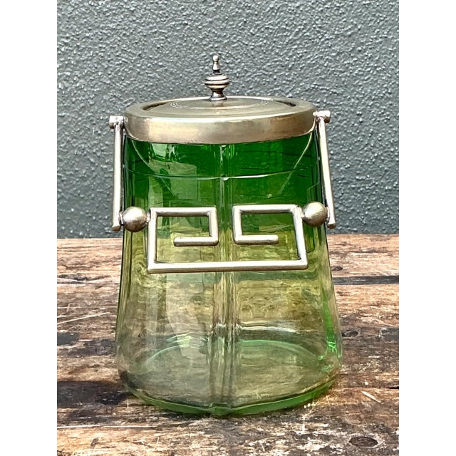 Green Vintage Green Glass and Metal Ice Bucket For Sale - Image 8 of 12