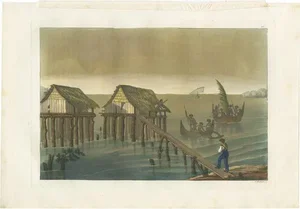 Ferrario, Papuan Houses, 1831, Print