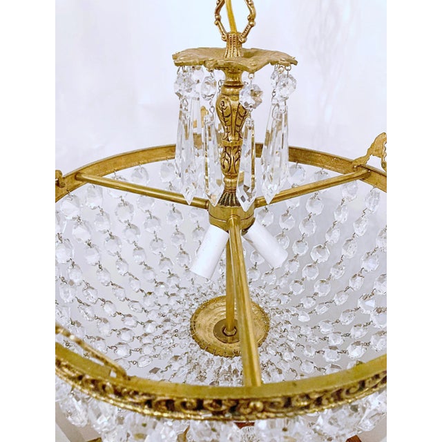 Metal 1960s Italian Brass Basket Chandelier For Sale - Image 7 of 10