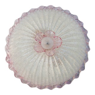 1970s Elegant Italian Pink and Murano Glass Ceiling Flower For Sale
