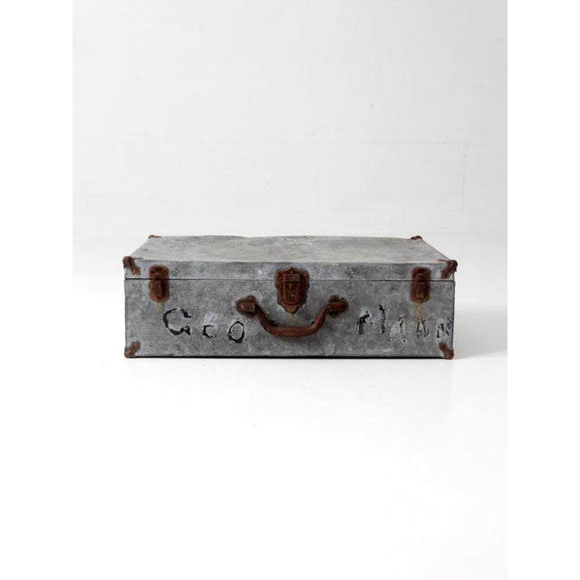 Antique Galvanized Metal Travel Case For Sale - Image 17 of 18