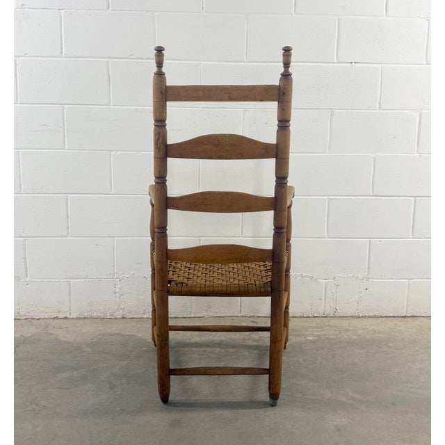 Antique Ladder Back Chair Woven Early 19th Century For Sale In Tampa - Image 6 of 12
