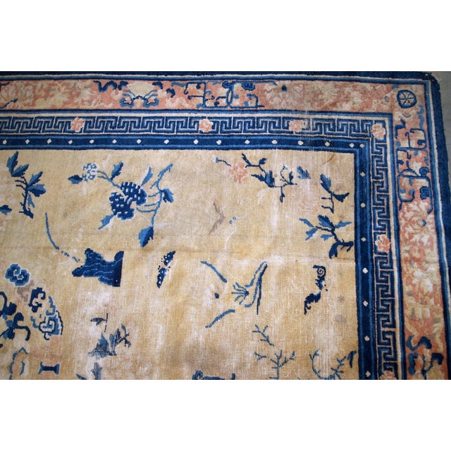 Textile 1870s, Handmade Antique Chinese Ningsha Rug 6.1' X 9.3' For Sale - Image 7 of 11