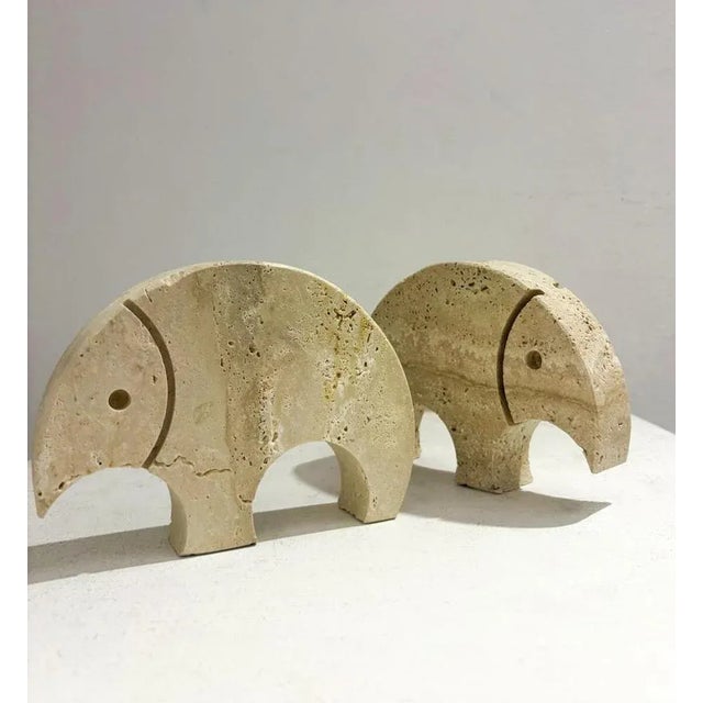 Beige Mid-Century Travertine Figures attributed to Fratelli Mannelli, 1970s, Set of 2 For Sale - Image 8 of 9