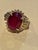 Oval 12 Carat Treated Ruby and 1 Carat Diamond 14 Karat Yellow Gold Ring For Sale - Image 11 of 18