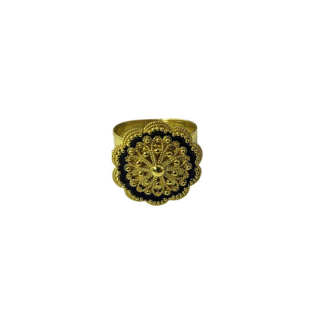 Contemporary Mid 20th Century 18 Karat Yellow Gold Floral Rope and Bead Design Ring For Sale - Image 3 of 8