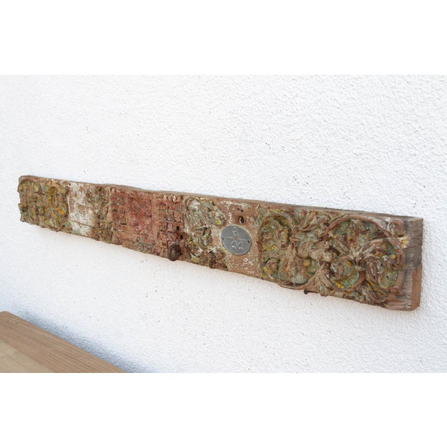 19th Century Antique Indo-French Painted Carved Lintel For Sale - Image 5 of 9