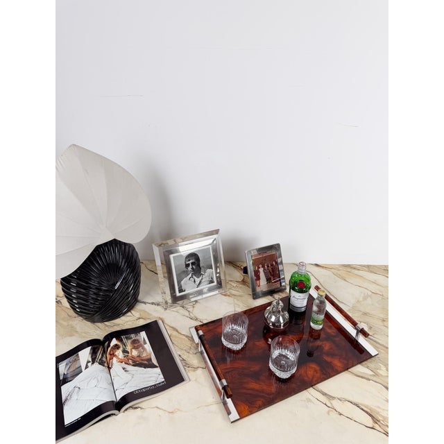 Impressive oversized serving tray in faux tortoiseshell acrylic glass, a striking statement piece that is sure to become a...