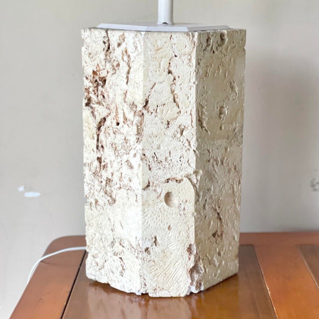 Monumental Vintge coral stone lamp in working order. The lamp is extremely heavy and we’ll made. 20.5” H | 10” W | 7” D