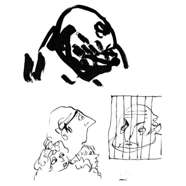 Mino Maccari, The Prisoner, Ink & Watercolor, 1960s For Sale