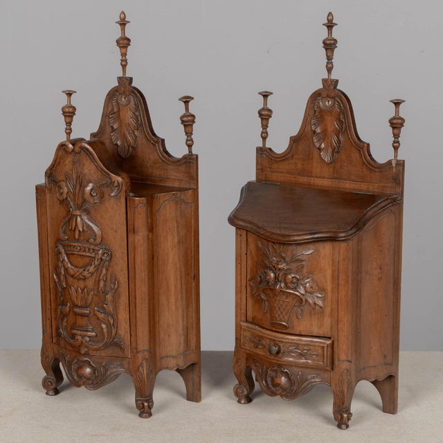 A set of two French Provencal decorative boxes including a fariniere, or flour box and a boite à sel, or salt box. Each...