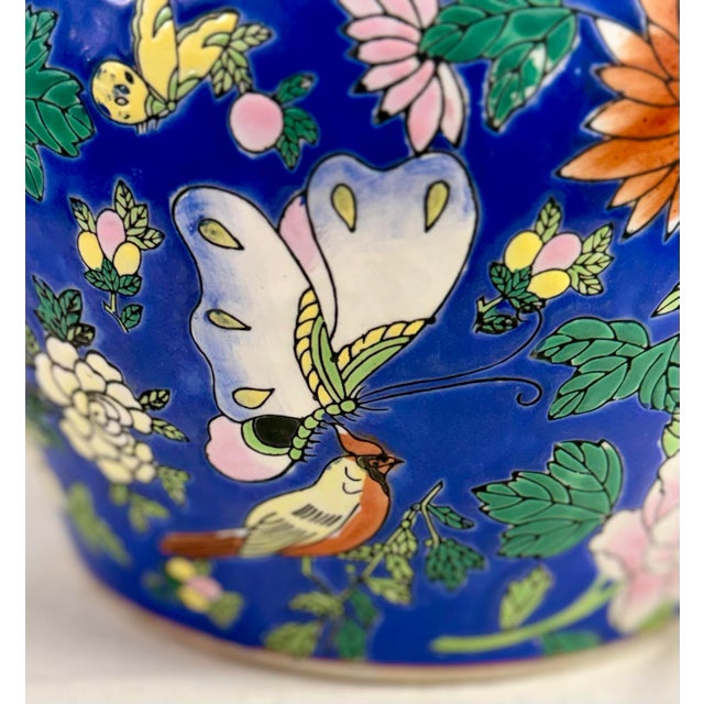 1980s Blue Butterfly and Bird Planter For Sale - Image 4 of 11