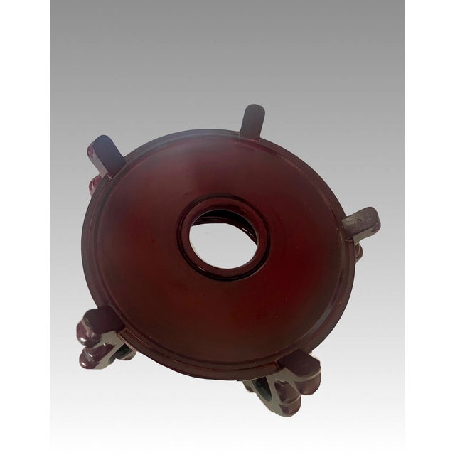 Vintage Chinese Red Brown Rosewood Glossy Planter Display Stand / Pedestal 10.5" For Sale In Tampa - Image 6 of 8