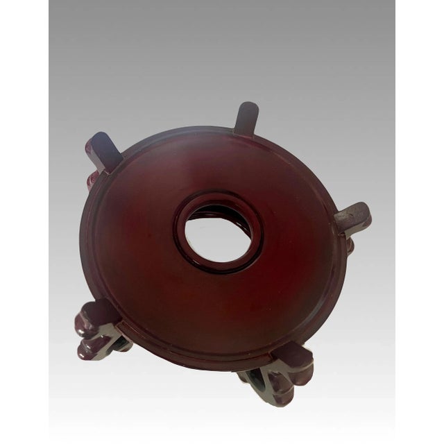 Vintage Chinese Red Brown Rosewood Glossy Planter, Vase Display Stand / Pedestal 10.5" For Sale In Tampa - Image 6 of 8