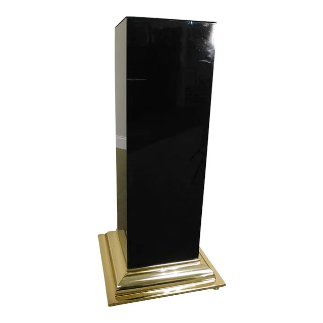 Vintage Modern Black and Gold Pedestal For Sale
