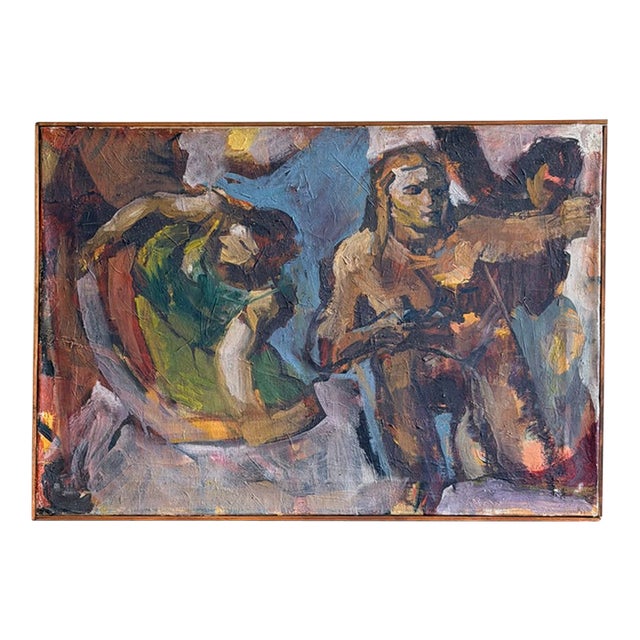 1950s French Modernist Figurative Painting For Sale