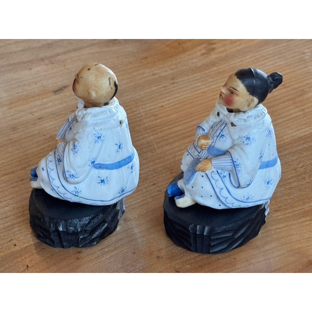 Late 20th Century Late 20th Century Pair of Chinese Nodders on Carved Stands For Sale - Image 5 of 6
