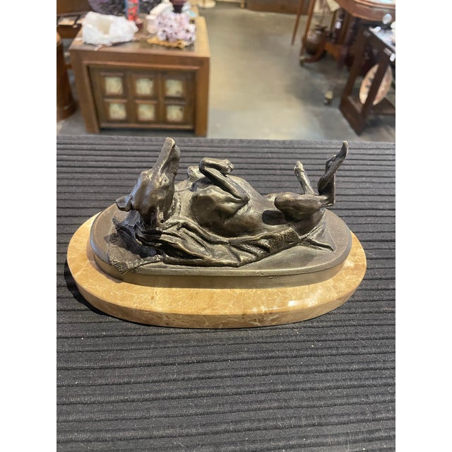 1980s Bronze of Greyhound With His Belly Up by Christine Baldwin For Sale - Image 4 of 7
