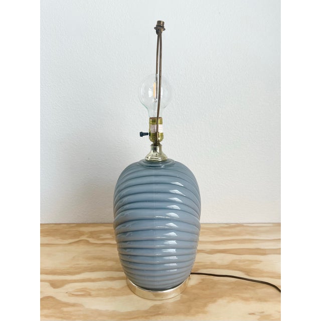 Vintage 80s Deco Revival Gray Cased Glass Table Lamp For Sale In Phoenix - Image 6 of 12
