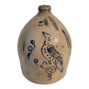 19th Rare Decorated Stoneware Bird Jug