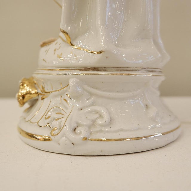 Ceramic Porcelain Virgin Mary Child Christ, 19th Century For Sale - Image 7 of 14