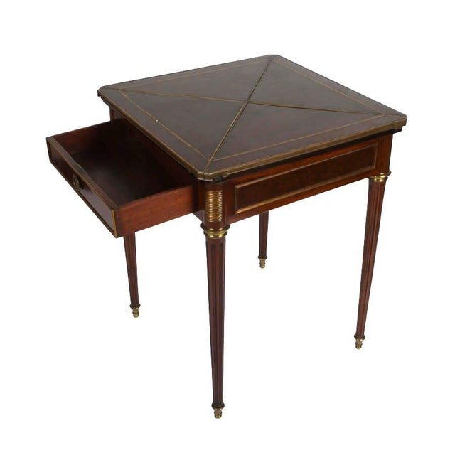 Edwardian Mahogany Game Table With Gilt Mounts and Single Drawer For Sale In Greensboro - Image 6 of 6