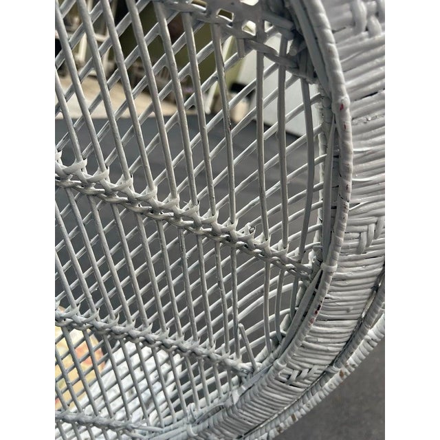 1970s Emmanuel Peacock Throne Chair, White Wicker With Cushion For Sale - Image 13 of 18