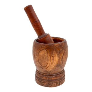 Antique French Turned Wood Primitive Industrial Apothecary Mortar and Pestle or Planter