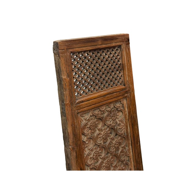 Wood Vintage Restored Relief Floral Motif Rectangular Wood Wall Panel A For Sale - Image 7 of 10