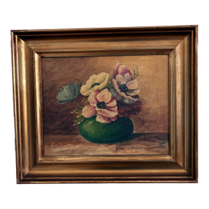 Vintage Original Floral Oil Painting, Signed Flower Art