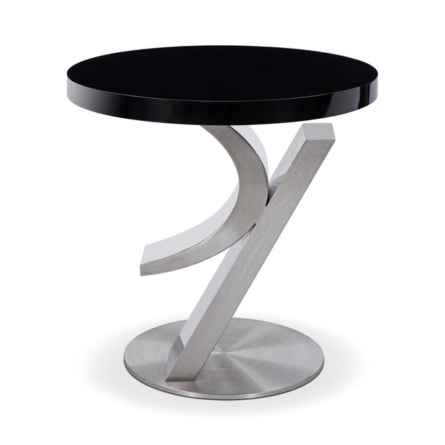 Modern Modern Greg Sheres Style Stainless Steel and Lacquer End Table For Sale - Image 3 of 4