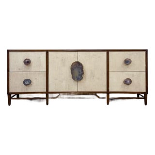 John Richard Designer Amethyst Geode Stone Credenza, Modern Statement Piece For Sale