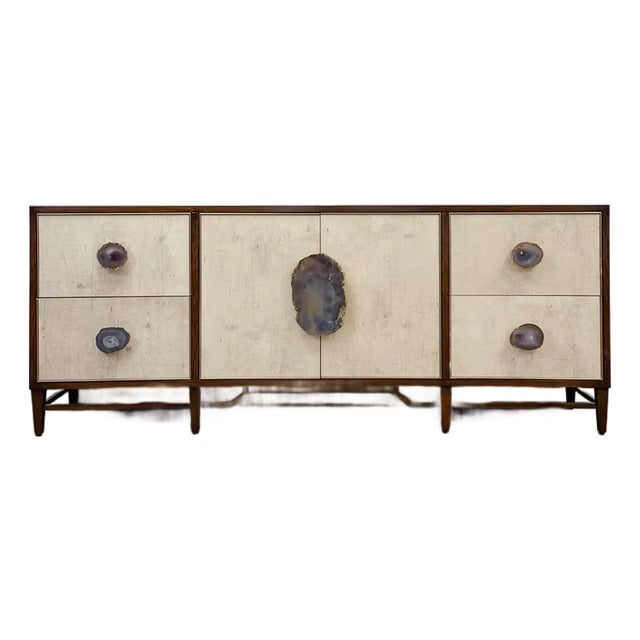 John Richard Designer Amethyst Geode Stone Credenza, Modern Statement Piece For Sale