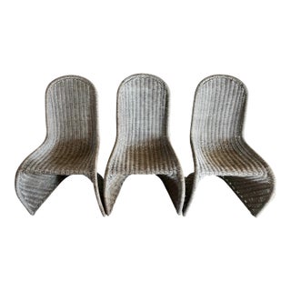 Safavieh Dining Rural Woven Tan/Grey Wicker Dining Chairs - Set of 3 For Sale