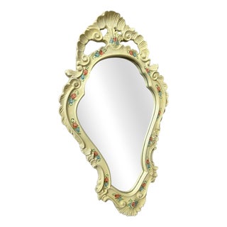 Vintage French Decorative Floral Wall Mirror For Sale