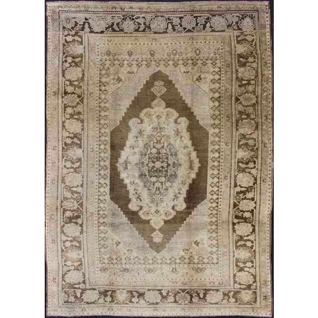 Vintage Turkish Oushak Rug in Brown/Green, Taupe and Neutral Colors For Sale - Image 11 of 11