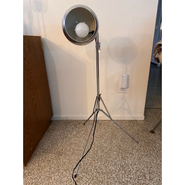 Mid-Century Modern 1950s Sonneman Style Eyeball, Tripod Floor Lamp in Chrome For Sale - Image 3 of 12