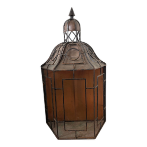 1990s Copper and Iron Cupola Style Wall Hanging Lantern Sconce Terrarium