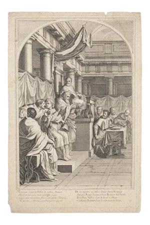 Unknown - Meeting F the Pope's Sacred Council - Original Etching - 17th Century